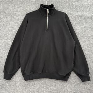 TNA Aritzia Cozy Fleece Mega 1/4 Quarter Zip Black Sweatshirt Size 2 M Pockets